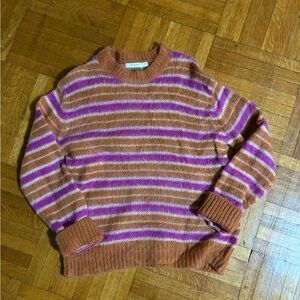 MNML Brown and Pink Striped Crew Neck Sweater